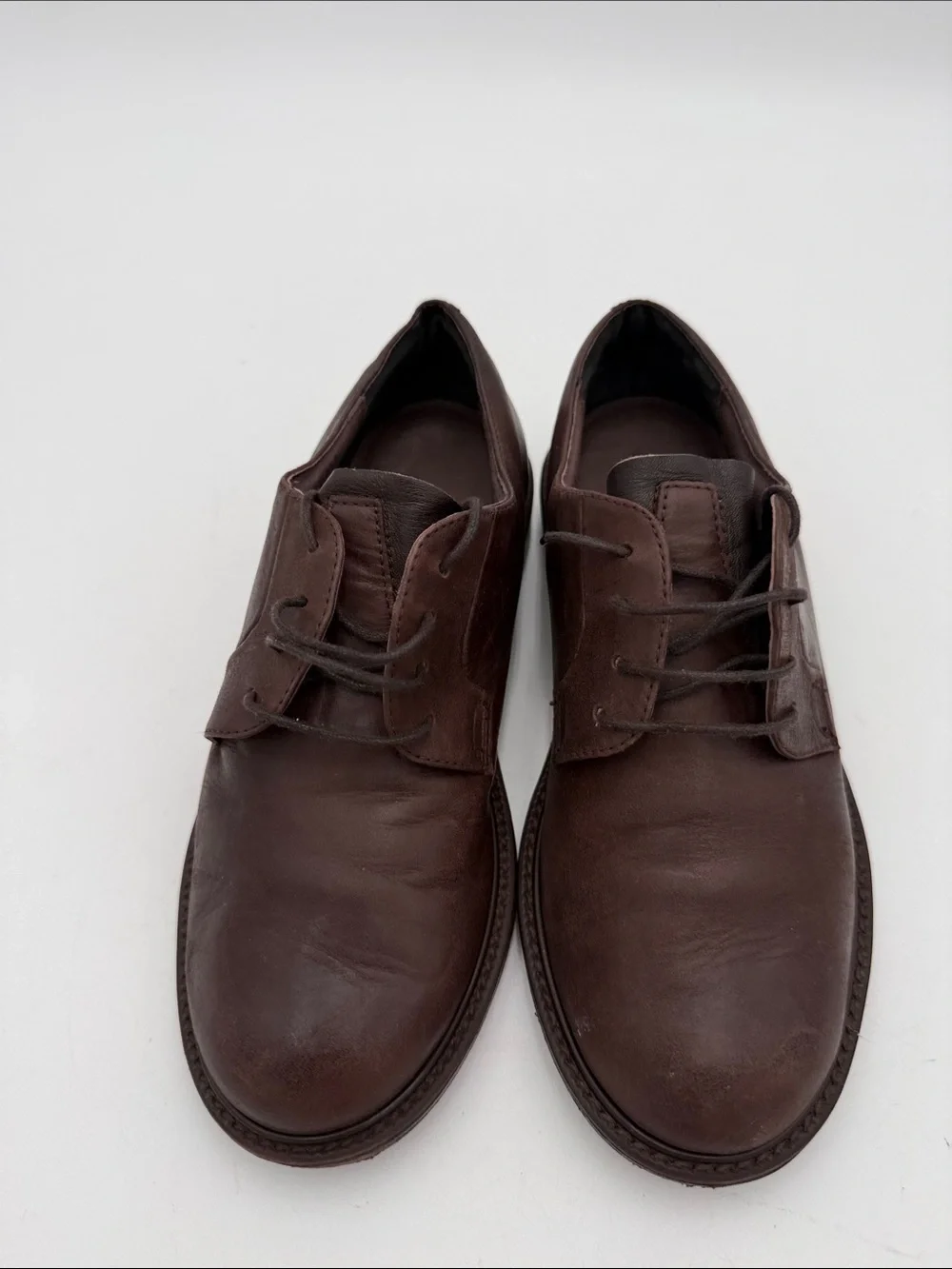 Nordstrom Dark Brown Leather Derby Shoes boys 5M casual school retro comfort